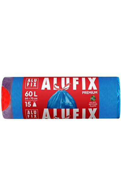 alufix Saci menajeri / gunoi Premium, cu banda, albastru, 60L, 15 buc