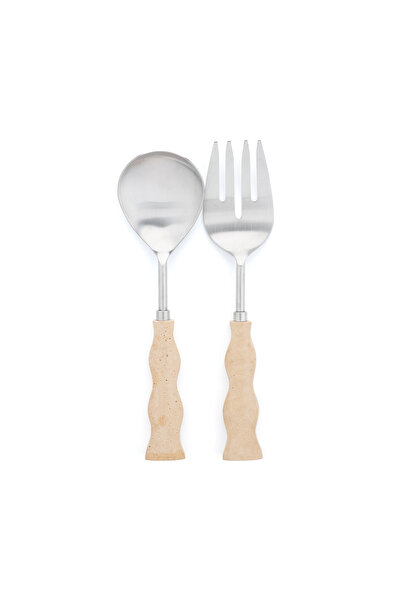 Blends طقم تقديم سلطة مكون من قطعتين بمقبض من الراتنج