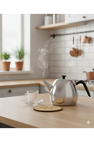 MODA Aşkla Pişti Yazılı Yuvarlak Sıcak Tencere Altlığı