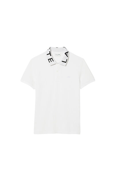 Lacoste Men's Slim Fit Printed White Polo T-Shirt