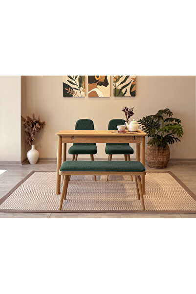 Rabi MİORA MİNİ AÇILIR MUTFAK MASA TAKIMI KARİNA MEŞE YEŞİL (1 Masa+2 Sandaly...