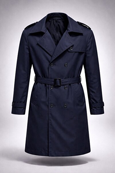 LUMAST slim fit Trench cu două rânduri de nasturi cu centură impermeabilă