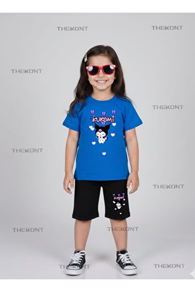 THEKONT Kuromi 2704 Printed Shorts-T-Shirt Bottom Top Children's Set