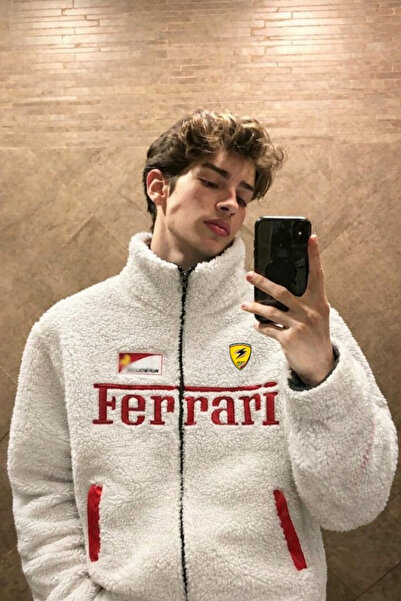 HOUSEOFGRIZZLY قصة فضفاضة سترة رجالية مصنوعة يدويًا من فيراري على الوجهين
