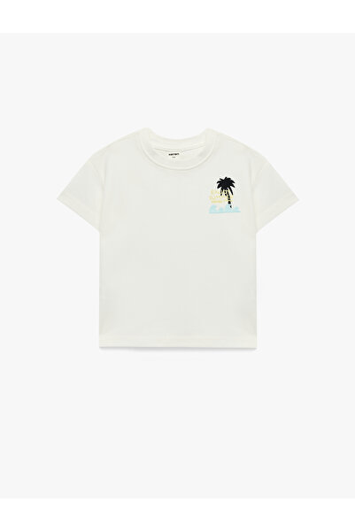 Koton Tricou cu mânecă scurtă, brodat cu palmieri, guler rotund bumbac, supra...
