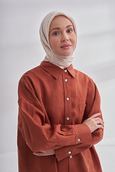 ARMANDA Italian Jacquard Hawk Eye Pattern Scarf - Light Beige