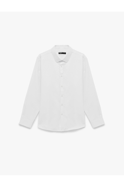 Koton Cămașă cu mânecă lungă, cu nasturi, cu guler semi-italian, cu croială o...