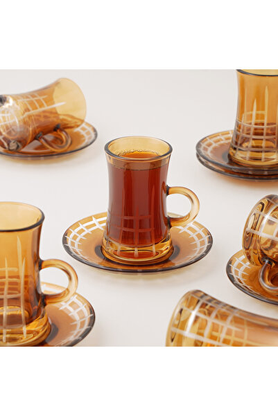 Dallaty 12pcs glass tea set, brown