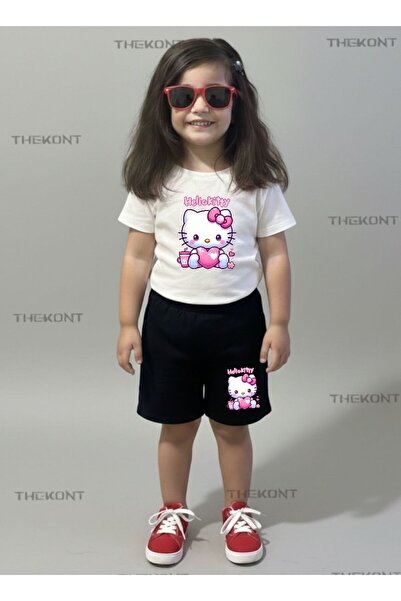 THEKONT SET PENTRU COPII CU IMPRIMARE HEART HELLOKTY - PANTALONI SCURTĂ-TRIUC...