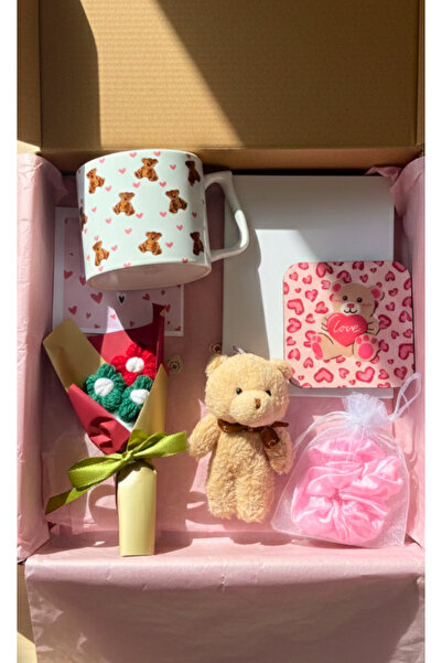 glowoow Sevgililer Günü Hediyesi - Solmayan Çiçek Ayıcıklı Kupa Ayıcıklı Ahat...