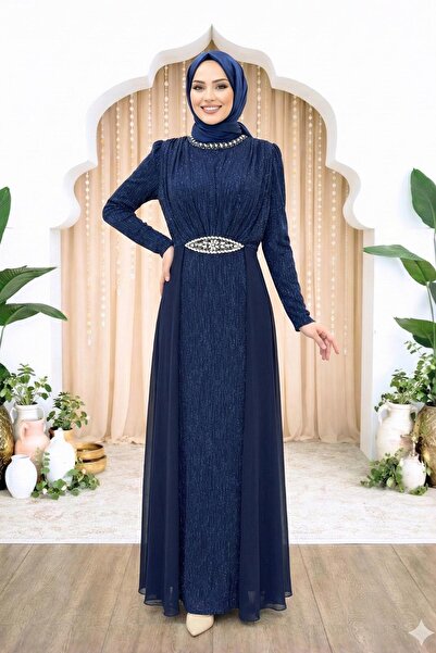Amine Hüma Sare Abiye Elbise Lacivert