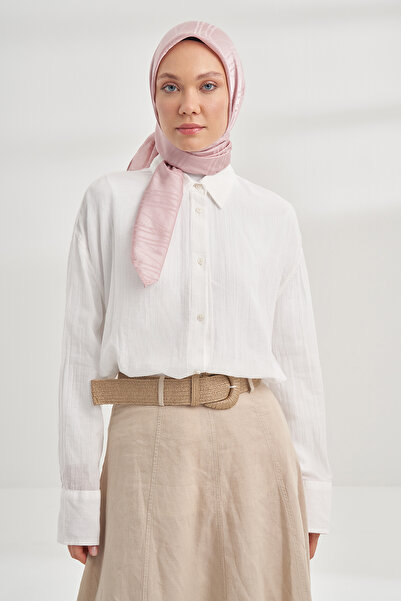 ARMANDA Italian Jacquard Striped Pattern Scarf - Powder