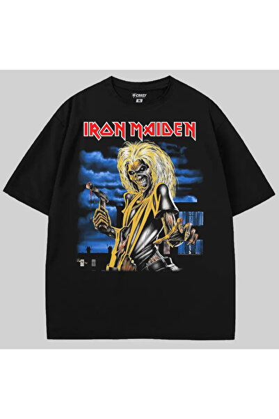 Crazy تي شيرت آيرون مايدن إدي كيلرز قصة فضفاضة