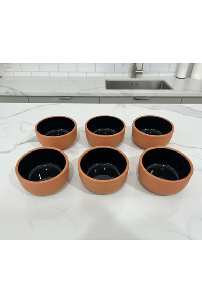 AiroBazar 6-Piece Handmade Yogurt Bowl, Decorative Serving Bowl Black Glazed ...