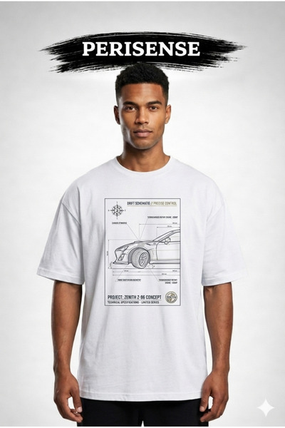 PERISENSE Tricou unisex oversize din bumbac pieptănat premium, cu imprimeu cu...