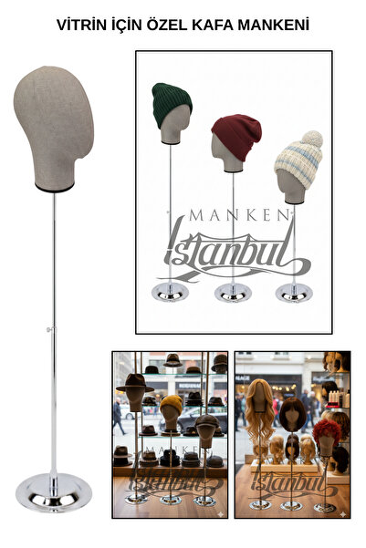 Manken İstanbul Özel Metal Standlı Kafa Mankeni Peruk Mankeni Aksesuar Manken...