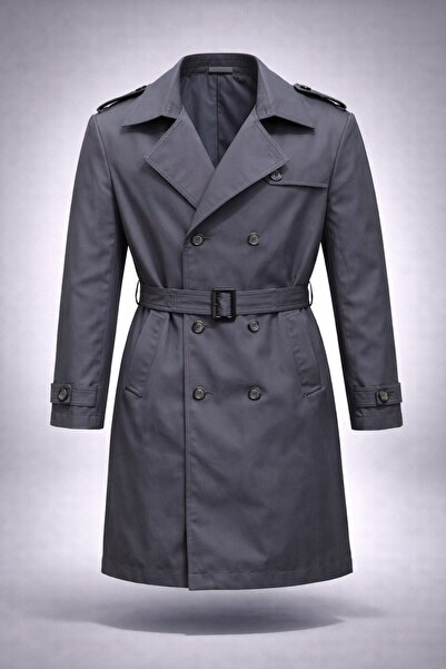 LUMAST slim fit Trench cu două rânduri de nasturi cu centură impermeabilă