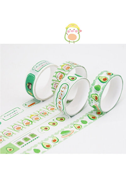 Kolbi Craft 1 Kutu 4 Rulo Sevimli Avakado Washi Bant Tape Scrapbook Bullet Jo...