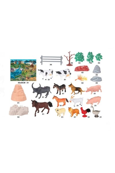 Lunix Set Figurine Animale de la Ferma din Plastic – 50 de Piese