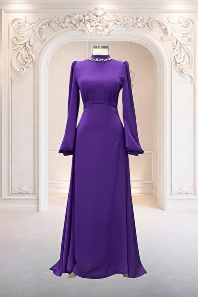 Amine Hüma Rüya Abiye Elbise Mürdüm