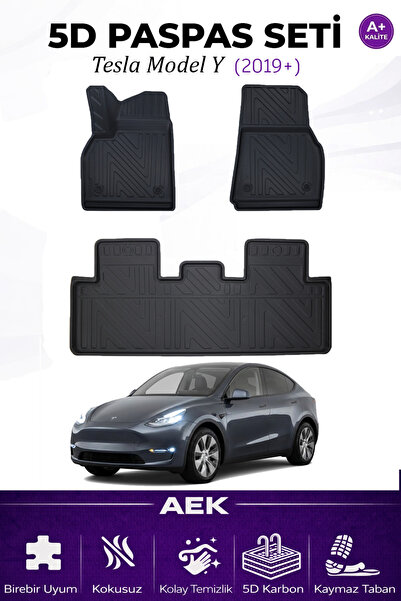 AEK Modern TESLA MODEL Y 2019+ ARACA ÖZEL HAVUZLU "KARBON" PASPAS TAKIMI