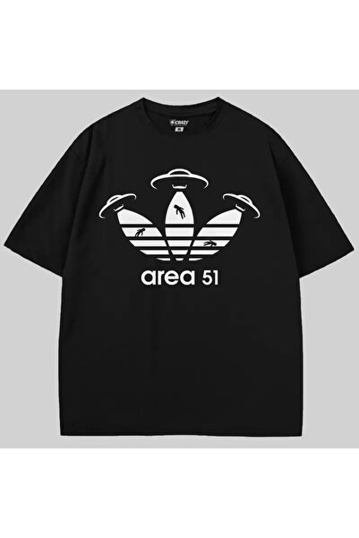 Crazy Μπλουζάκι με αστείο λογότυπο Area 51 oversized