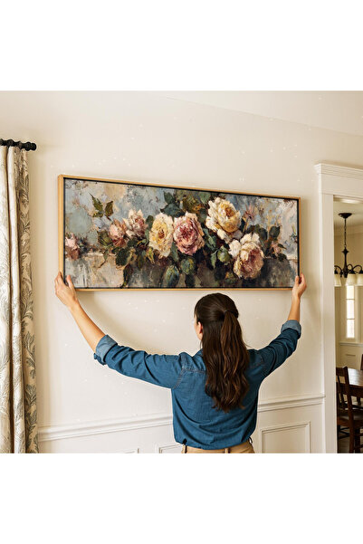 woodhomeworks Tek Parça Gerçek Ahşap Yatay Panorama Çerçeveli Tablo