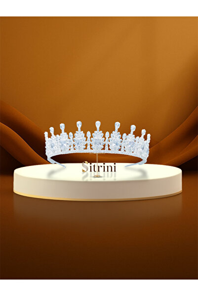 sitrini تاج زفاف أورورا مرصع بأحجار الزركون