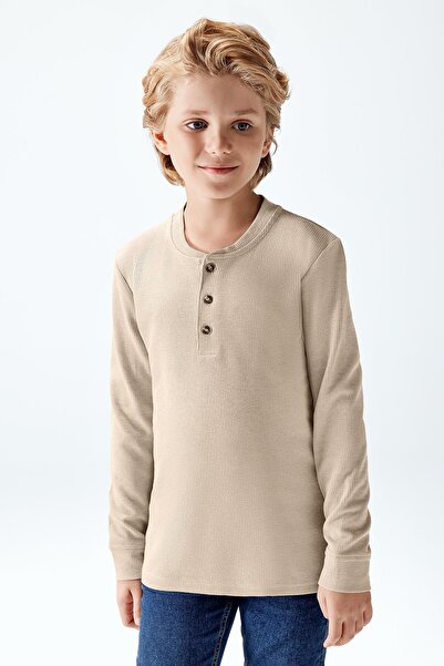 Brix 8524 Boy's Single Beige Color T-Shirt