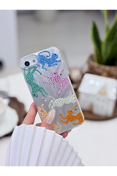 Go Aksesuar iPhone 7 - 8 - Se 2020 - Se 2022 Compatible Shine Colorful Leopar...