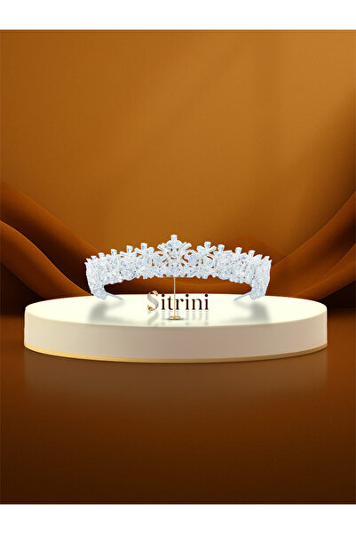sitrini تاج الزفاف فينيا مرصع بأحجار الزركون