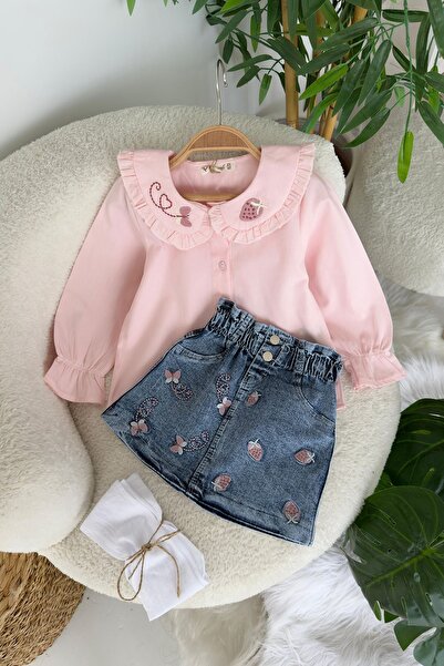 Minigimin Cicileri My Little One's 3-Piece Set with Strawberry Embroidery Det...