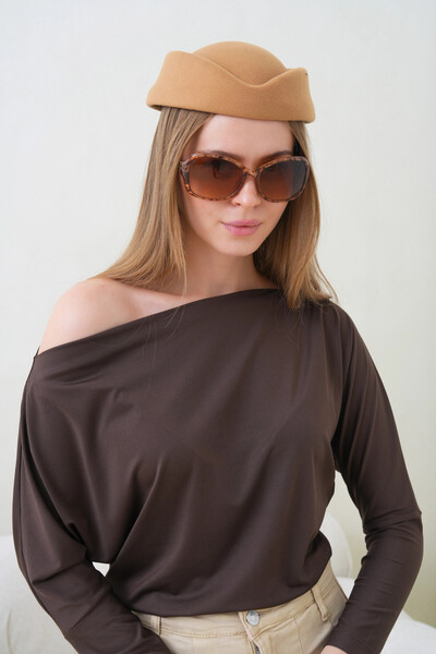 Park Karon Women's Boat Neck Bat Sleeve Lycra Combed Cotton Blouse 13002