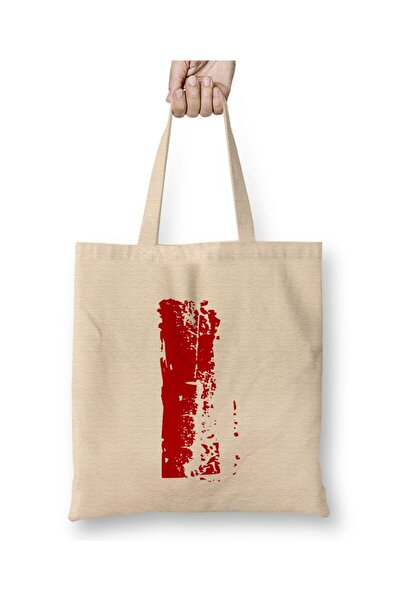 Toyaso Letter I White Cloth Bag Long Handle Shopping Bag Beach Bag