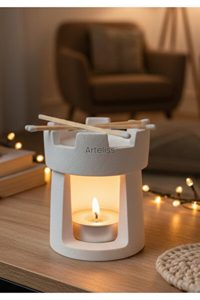 Arteliss Kale Mum Evi | Dekoratif Tasarım Tealight Mumluk Tütsülük | Minimali...