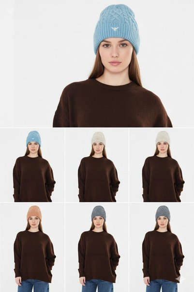 NSRKNİTWEAR Unisex Hair Braid Patterned Knitwear Beanie