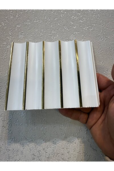 polimer LAMBİRİ BEYAZ GOLD ŞERİTLİ OVAL OLUKLU ÜNİTE VE DUVAR DEKORLARI ( 15x...