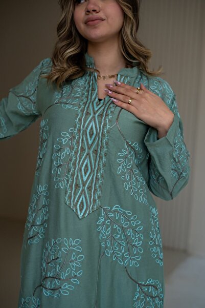 AFandina Linen jalabiya combining comfort and luxury in an elegant look SM - 59