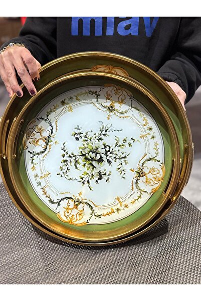 şirineşyalarım 2 Piece Glass Patterned Tray