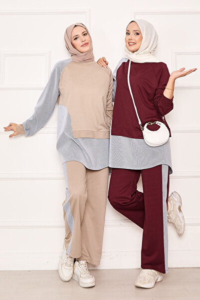 cvn Asymmetrical Front Paneled Two-Piece Suit Beige