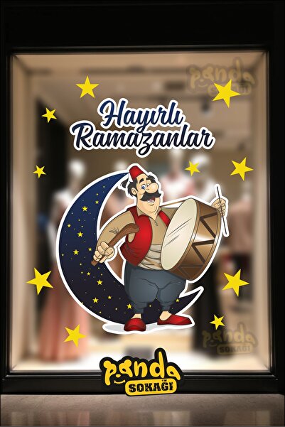 PANDA SOKAĞI Lucky Ramazans Glass Display Case Cafe Shop Store Glass Sticker ...