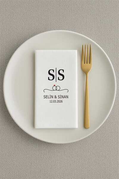 Hediyenza Kişiye Özel Düğün Nişan Söz Baskılı 20 adet peçete