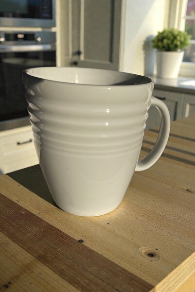 Dore Voir White Porcelain Striped Mug-280 ml (the Production Source May Not P...