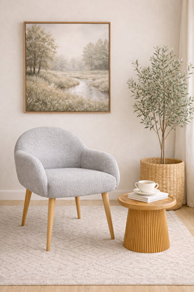 DEKOR MOBİLYACIM Jasmine Ahşap Ayaklı Retro Puf Minimal Berjer Makyaj Masası ...