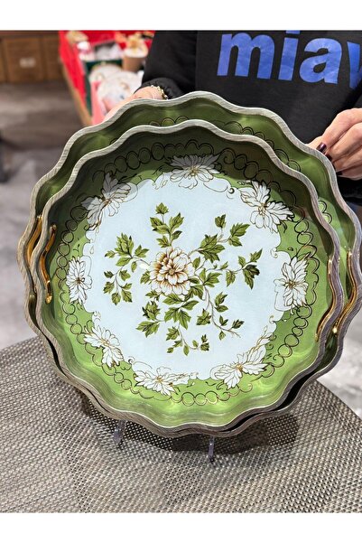 şirineşyalarım 2 Piece Glass Patterned Tray