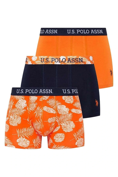 U.S. Polo Assn. Ανδρικό πορτοκαλί - Ναυτικό μπλε 3 τεμάχια Boxer 80433