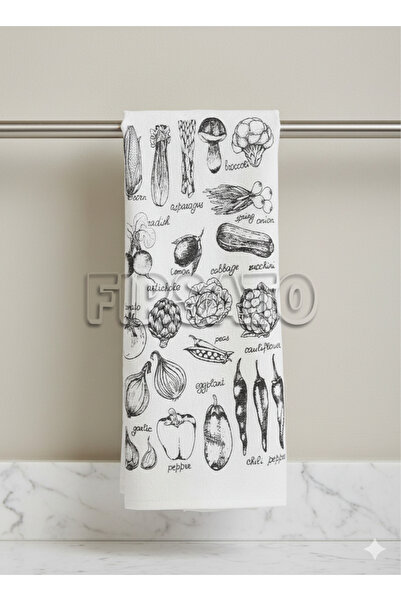 Fırsato Mutfak Havlusu 30 x 50cm | Sebze Desenli | Pamuklu | 5'li Set