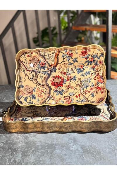 şirineşyalarım طقم صينية زجاجية من لومي مكون من قطعتين