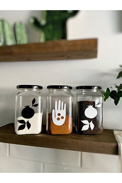 Atölye Merdiven Bereket Set Glass 3-Piece Decorative Food Storage Jar for Cof...