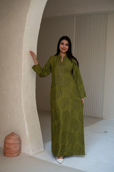 AFandina جلابية كتان تجمع الراحة والفخامة بإطلالة انيقة SM - 59